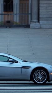 Превью обои aston martin, v8, vantage, 2008, голубой, вид сбоку, авто, астон мартин