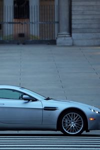 Превью обои aston martin, v8, vantage, 2008, голубой, вид сбоку, авто, астон мартин