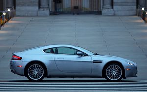 Превью обои aston martin, v8, vantage, 2008, голубой, вид сбоку, авто, астон мартин