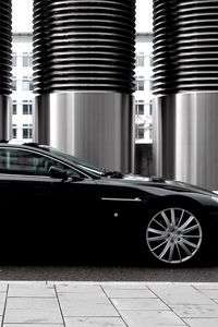 Превью обои aston martin, v8, vantage, 2007, черный, вид сбоку, стиль