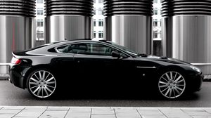 Превью обои aston martin, v8, vantage, 2007, черный, вид сбоку, стиль