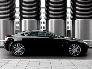 Превью обои aston martin, v8, vantage, 2007, черный, вид сбоку, стиль