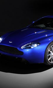 Превью обои aston martin, v8, vantage, 2011, синий, вид сбоку, стиль, авто