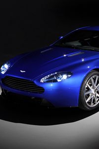 Превью обои aston martin, v8, vantage, 2011, синий, вид сбоку, стиль, авто