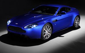 Превью обои aston martin, v8, vantage, 2011, синий, вид сбоку, стиль, авто