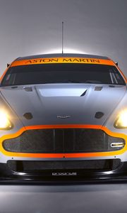 Превью обои aston martin, v8, vantage, 2008, серый, вид спереди, авто, астон мартин, стиль