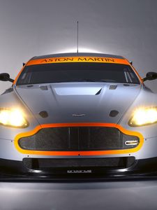 Превью обои aston martin, v8, vantage, 2008, серый, вид спереди, авто, астон мартин, стиль