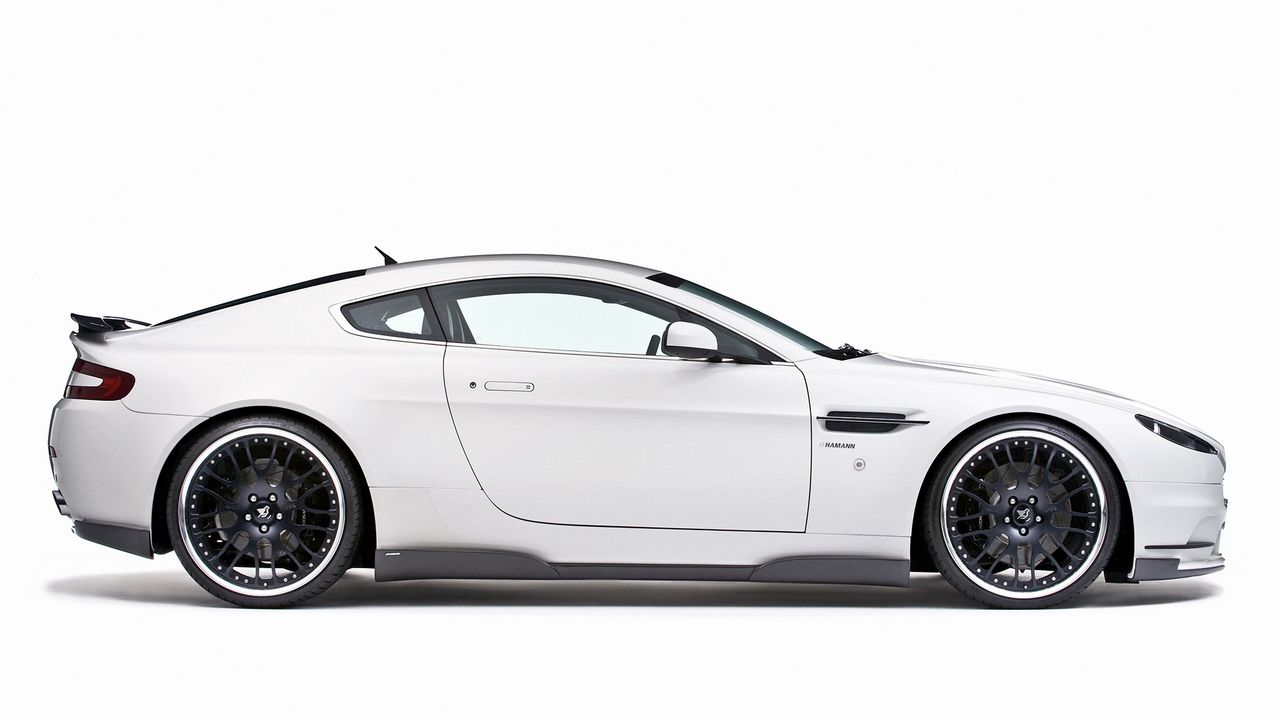 Обои aston martin, v8, vantage, 2008, белый, вид сбоку, стиль, астон мартин