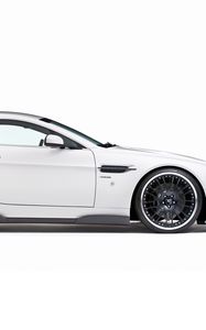 Превью обои aston martin, v8, vantage, 2008, белый, вид сбоку, стиль, астон мартин