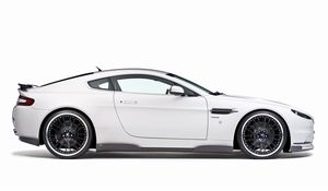 Превью обои aston martin, v8, vantage, 2008, белый, вид сбоку, стиль, астон мартин