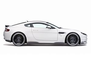 Превью обои aston martin, v8, vantage, 2008, белый, вид сбоку, стиль, астон мартин