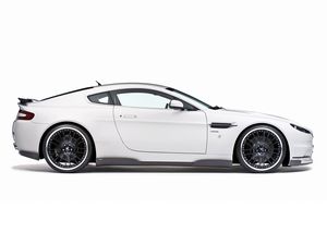 Превью обои aston martin, v8, vantage, 2008, белый, вид сбоку, стиль, астон мартин