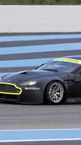 Превью обои aston martin, v8, vantage, 2008, черный, вид сбоку, спорт, астон мартин, скорость