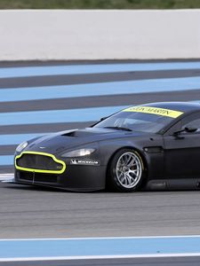 Превью обои aston martin, v8, vantage, 2008, черный, вид сбоку, спорт, астон мартин, скорость