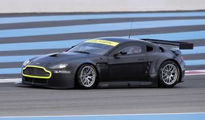 Превью обои aston martin, v8, vantage, 2008, черный, вид сбоку, спорт, астон мартин, скорость