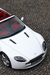 Превью обои aston martin, v8, vantage, 2008, белый, вид сверху, кабриолет, стиль