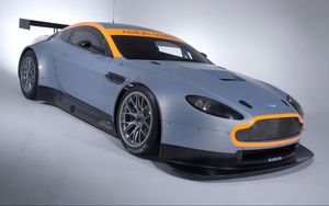 Превью обои aston martin, v8, vantage, 2008, серый, вид сбоку, стиль