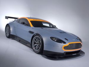 Превью обои aston martin, v8, vantage, 2008, серый, вид сбоку, стиль