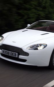 Превью обои aston martin, v8, vantage, 2008, белый, вид спереди, авто, астон мартин, скорость