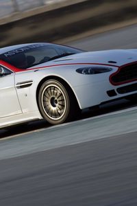 Превью обои aston martin, v8, vantage, 2009, белый, вид сбоку, авто, скорость