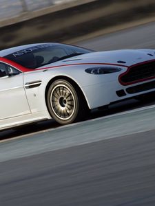 Превью обои aston martin, v8, vantage, 2009, белый, вид сбоку, авто, скорость