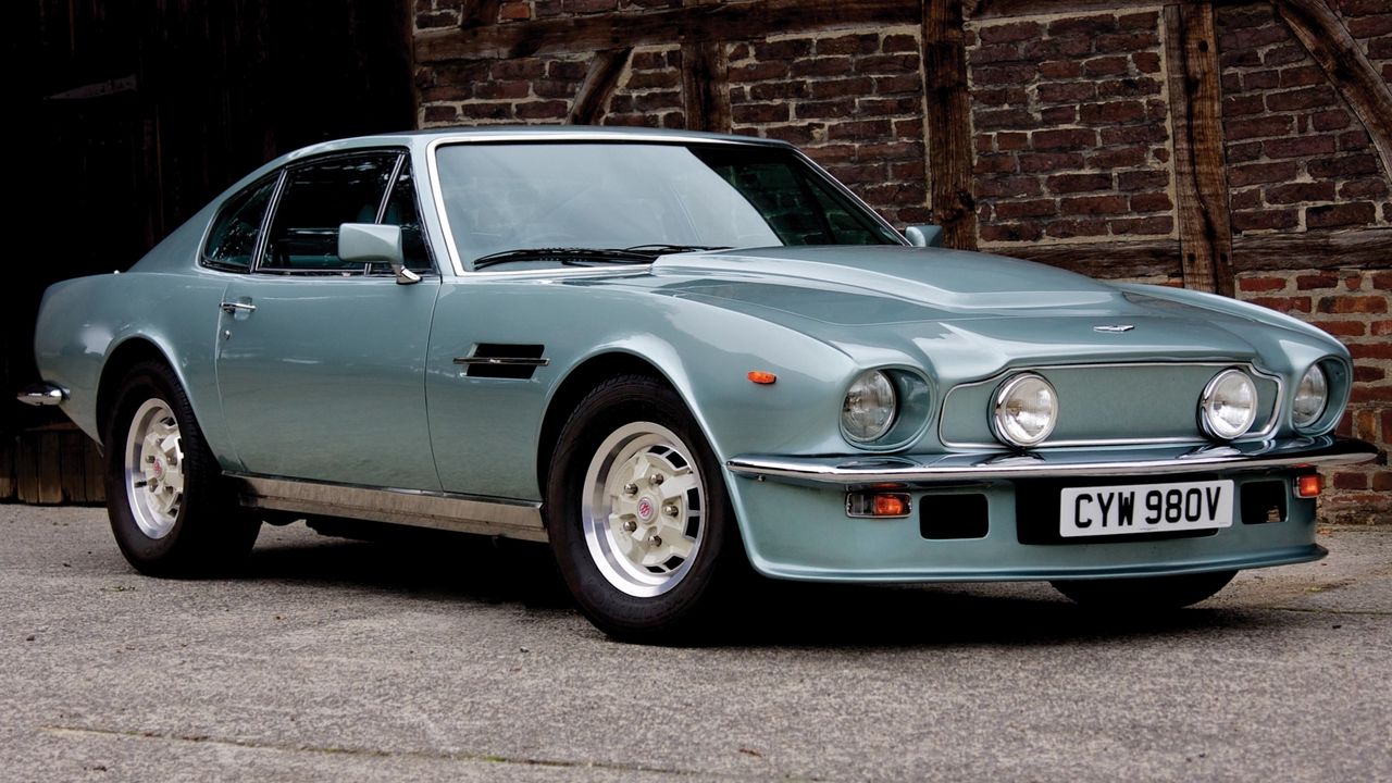 Обои aston martin, v8, vantage, 1977, голубой, вид спереди, авто, ретро