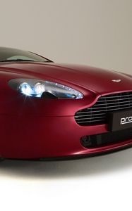 Превью обои aston martin, v8, vantage, 2007, вишневый, вид спереди, стиль