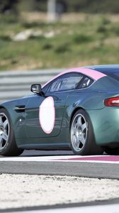 Превью обои aston martin, v8, vantage, 2007, зеленый, вид сбоку, спорт, авто, астон мартин