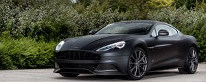 Превью обои aston martin, vanquish, one of seven, черный, вид сбоку