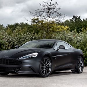 Превью обои aston martin, vanquish, one of seven, черный, вид сбоку