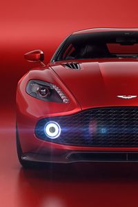 Превью обои aston martin vanquish zagato volante, aston martin, красный, вид спереди, суперкар, фары