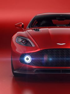 Превью обои aston martin vanquish zagato volante, aston martin, красный, вид спереди, суперкар, фары