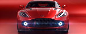 Превью обои aston martin vanquish zagato volante, aston martin, красный, вид спереди, суперкар, фары