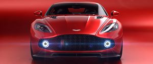 Превью обои aston martin vanquish zagato volante, aston martin, красный, вид спереди, суперкар, фары