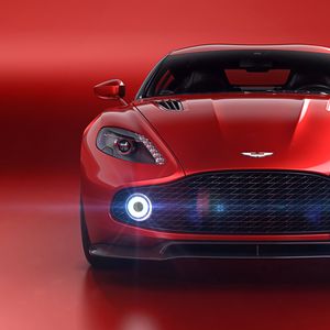 Превью обои aston martin vanquish zagato volante, aston martin, красный, вид спереди, суперкар, фары