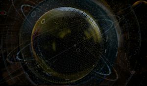 Превью обои атом, сфера, линии, точки, абстракция