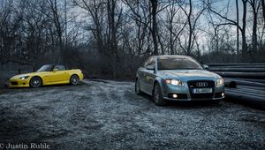 Превью обои audi a4, audi, автомобиль, серый, вид спереди