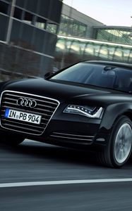 Превью обои audi, a8l, черный, вид сбоку