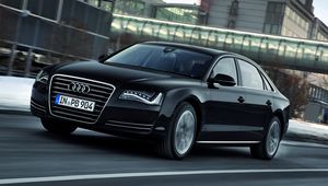 Превью обои audi, a8l, черный, вид сбоку