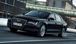 Превью обои audi, a8l, черный, вид сбоку