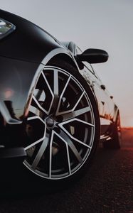 Превью обои audi, автомобиль, черный, колесо