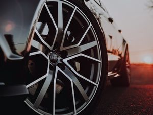 Превью обои audi, автомобиль, черный, колесо