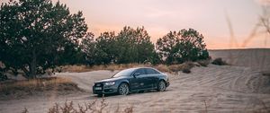 Превью обои audi, автомобиль, песок, деревья