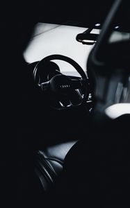 Превью обои audi, автомобиль, руль, черный