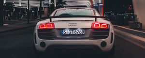 Превью обои audi, автомобиль, спорткар, вид сзади, фары