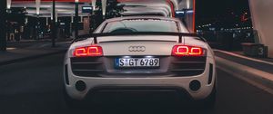 Превью обои audi, автомобиль, спорткар, вид сзади, фары