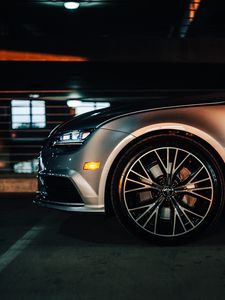 Превью обои audi, колесо, вид сбоку, фара