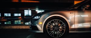 Превью обои audi, колесо, вид сбоку, фара