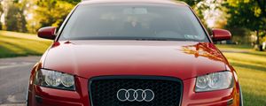 Превью обои audi, красный, передний бампер