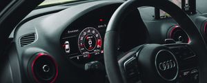 Превью обои audi, машина, руль, спидометр, салон